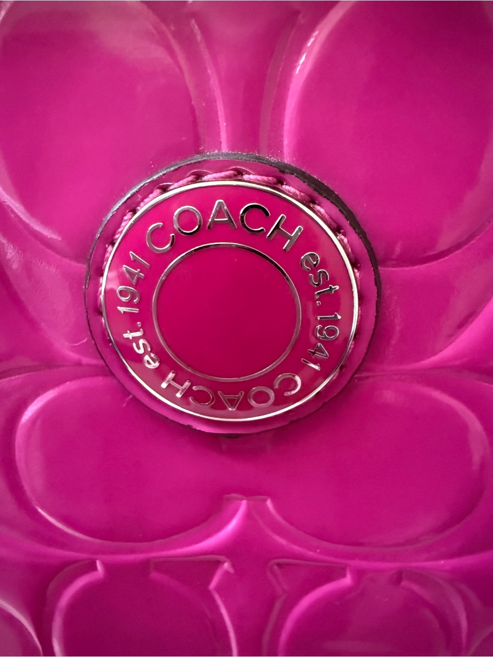 Coach Hot Pink Signature Patent Crossbody Bag - Picture 9 of 10